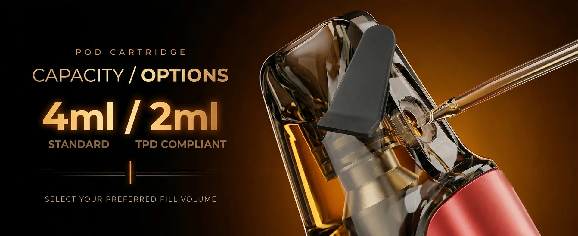 SXmini NEX Cartridge – Pod Cartridge Capacity Options: 4ml Standard / 2ml TPD Compliant. Select your preferred fill volume.